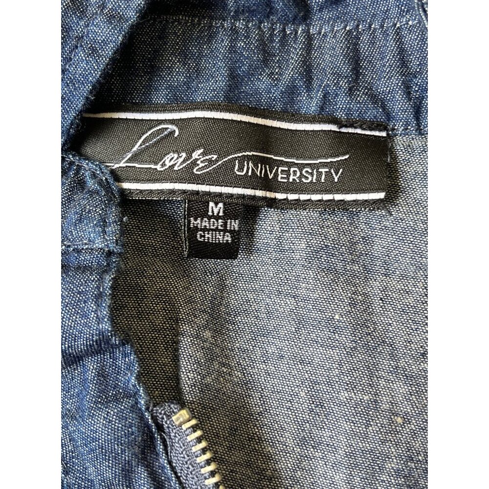 Love University Y2K Denim Dress Womens S/M Blue Sleeveless Western Boho Indie - Picture 5 of 10